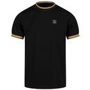 Luke Coron Honeycomb Textured Stripe Tipped T-shirt in Black Main Photo