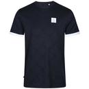 Luke Dempsey Repeat Lion Print Contrast Cuff T-shirt in Dark Navy