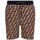 Luke Dominica Retro Overprint Shorts in Apricot M760350