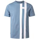 Edale Luke 1977 Men's Retro Racing Stripe Tee in Denim Blue and White