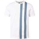 Luke Edale Racing Stripe T-shirt in White and Denim Blue