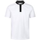 Eric Tipped Baseball Collar Polo Shirt in White by Luke M791452