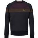 Luke Est 1977 Adam 4 Colour Block Panel Sweatshirt in Black and Merlot