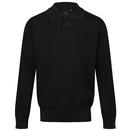 Luke Fairbanks Long Sleeve Knitted Polo Shirt in Black