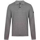 Luke 1977 Fairbanks Long Sleeve Knitted Polo Shirt in Grey