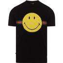 luke 1977 mens happy days smiley large print tshirt jet black
