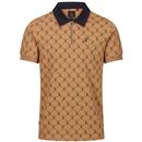 Luke Henderson Lion Overprint Polo Shirt in Caramel M751450