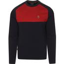 luke 1977 mens marco mesh panel crew neck sweatshirt dark navy red