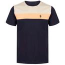 Luke Milko Pecker Tape Panelled T-shirt in Dark Navy