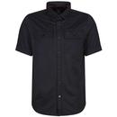 Luke Mr Social Retro Textured Pocket Shirt in Black M710801