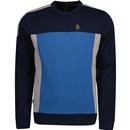 luke 1977 mens new york colour block crew neck sweatshirt dark navy blue