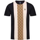 Luke Kane Overprinted Stripe Panel T-shirt in Dark Navy M750150