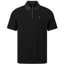 Luke Penrith Mod Smart Zip Neck Placket Polo Shirt in Black Main Photo