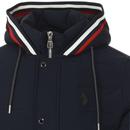 Quinn LUKE Retro Tipped Quilted Hooded Jacket NAVY