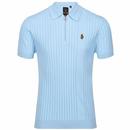 Luke Sport Rib Eye Retro Ribbed Knit Polo Shirt in Sky Blue M710652