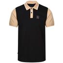 Luke Saddleworth Mod Colour Block Polo Shirt in Black