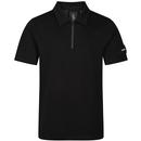 Luke Serg Arm Detail Zip Neck Polo Shirt in Black