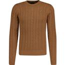 luke 1977 mens aspen cable knit crew neck jumper toffee brown