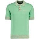 Lyle & Scott Space Dye Trim Retro Mod Knitted Polo Shirt in Molly's Green KN1830V