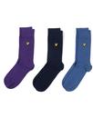 LYLE & SCOTT Retro Mod 3 Pack Socks (Navy/Purple)