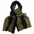 Lyle & Scott Retro Ribbed Square End Bengal Stripe Knitted Scarf in Olive