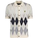 Lyle And Scott British Argyle Knit Polo in Cove KN1922V