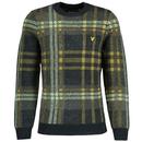 Lyle And Scott Retro Check Crew Neck Knitted Jumper in Black Ice KN1910V