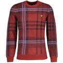 Lyle And Scott Check Crew Neck Knit Jumper in Burgundy Glade KN1910V