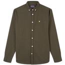 lyle and scott mod button down gingham shirt green