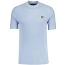 Lyle and Scott Linen Blend Waffle Knit Raised Crew Neck T-shirt in Light Blue