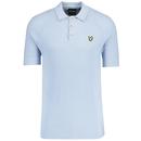 Lyle and Scott Linen Blend Waffle Knit Polo Shirt in Light Blue