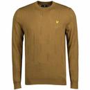 Lyle & Scott Mod Pointelle Cable Knit Crew Neck Jumper in Harness Brown
