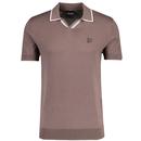 Lyle & Scott Tipped Knitted Skipper Neck Polo Shirt in Truffle KN2229TON Z546