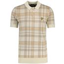 Lyle and Scott Spring Tartan Knitted Polo Shirt in Luna