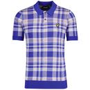 Lyle and Scott Spring Tartan Knitted Polo Shirt in Mist Lilac