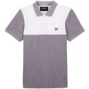 lyle and scott yoke stripe pique polo shirt white/grey