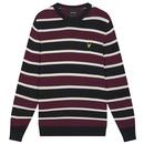 Lyle & Scott Relaxed Fit Striped Crew Neck Jumper in Burgundy KN2003v