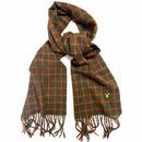 Lyle & Scott Retro Tartan Lambswool Scarf in Victory Orange and Olive