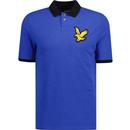 lyle and scott mens logo patch block marl polo tshirt bright blue