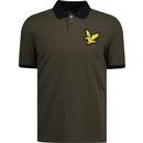 lyle and scott mens logo patch block marl polo tshirt olive green