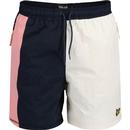 lyle and scott mens colour block drawstring shorts dark navy white pink