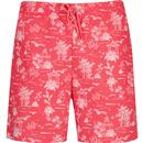 lyle and scott mens botanical garden print drawstring swim shorts red