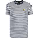 lyle and scott mens linen blend breton stripe crew neck tshirt navy white