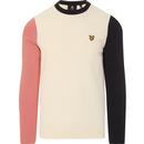 lyle and scott mens contrast sleeves crew neck long sleeve top off white