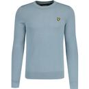 lyle and scott mens retro crew neck fitted jumper slate blue