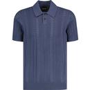 lyle and scott mens retro 60s crochet knit polo tshirt cool indigo