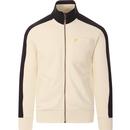 lyle and scott mens contrast cut and sew zip track top vanilla beige navy