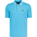 lyle and scott mens retro dashed tipped polo tshirt blue scorch