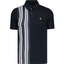 lyle and scott mens retro mod deck stripe jersey polo tshirt dark navy
