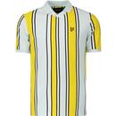 lyle and scott mens vertical stripes v neck football polo tshirt sunshine yellow